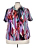 Elementz Color Block Purple Short Sleeve Blouse Size 3X (estimated) - photo 1