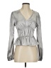 Do & Be 100% Polyester Metallic Silver Long Sleeve Blouse Size S - photo 1