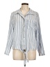 Adrienne Vittadini Stripes Blue Long Sleeve Blouse Size L - photo 1