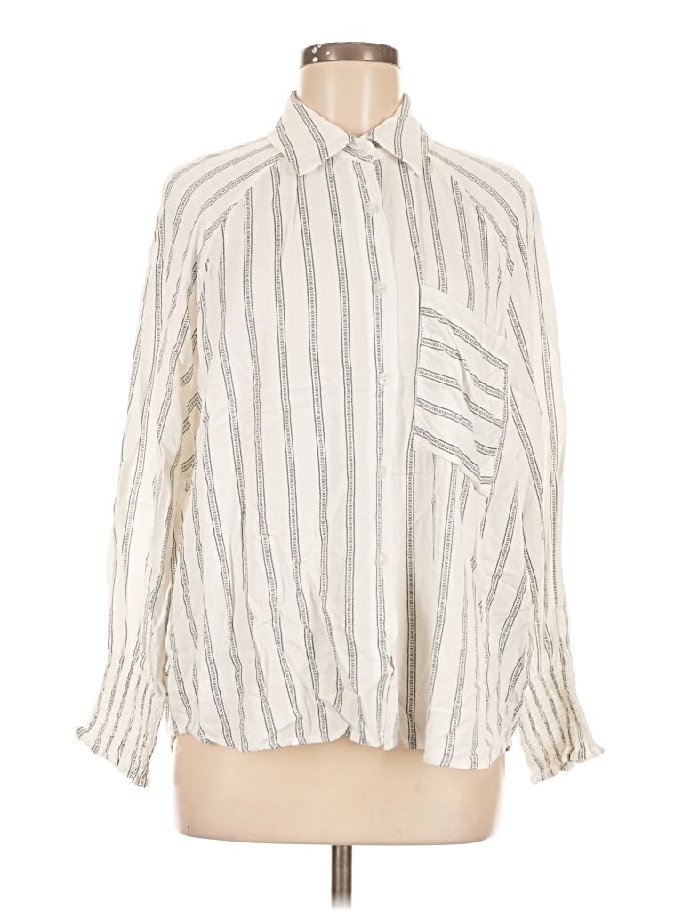 Pre-owned Pink Lily Long Sleeve Blouse In Ivory