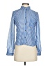 Dizzy Lizzy 100% Polyester Stripes Blue Long Sleeve Blouse Size S - photo 1