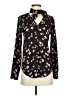 Ann Taylor 100% Polyester Floral Black Long Sleeve Blouse Size XS - photo 1
