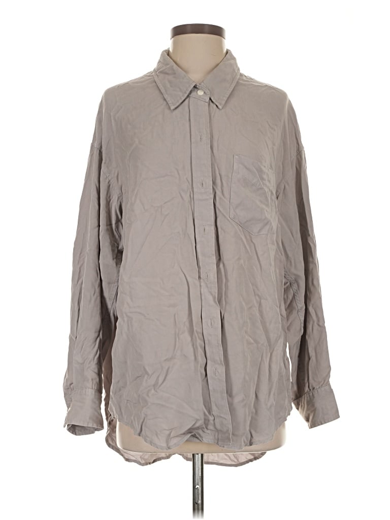 Pre-owned Wilfred Free Long Sleeve Button Down Shirt In Gray
