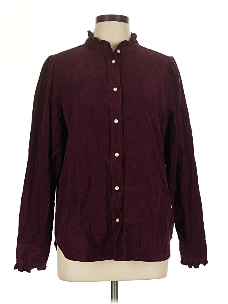 Gap Long Sleeve Button Down Shirt In Burgundy