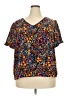 Shein Curve Floral Black Short Sleeve Blouse Size 18 Plus (3) - photo 1