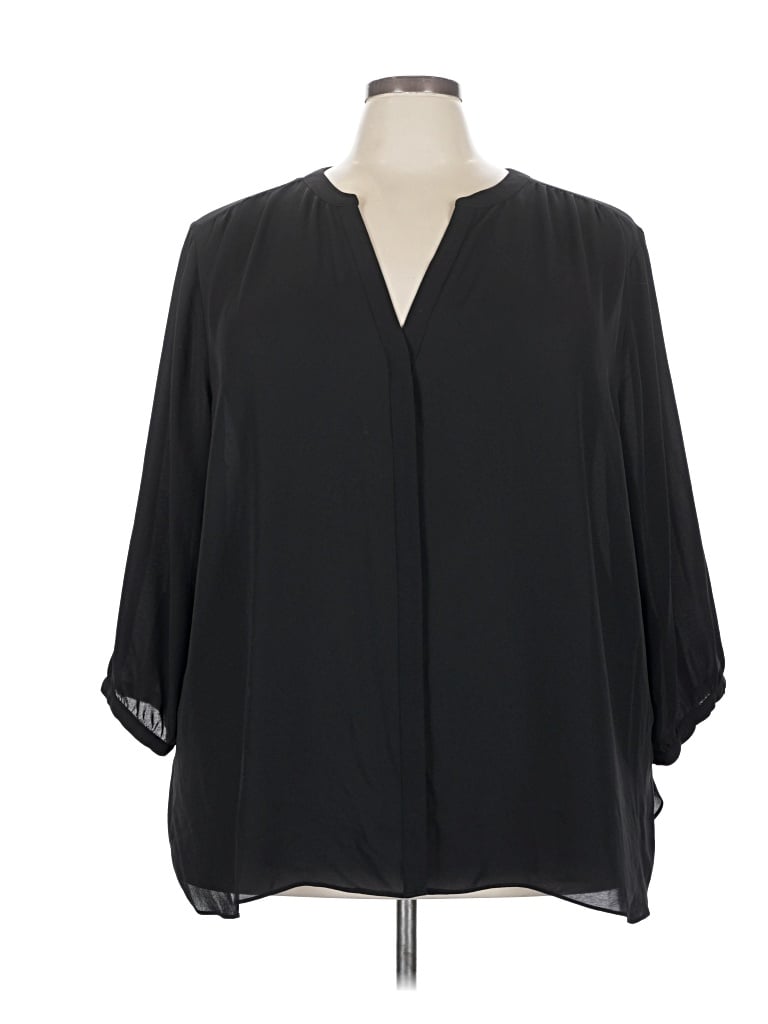 Pre-owned Nydj 3/4 Sleeve Blouse In Black