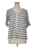 Ava James Stripes Gray 3/4 Sleeve Blouse Size XL - photo 1