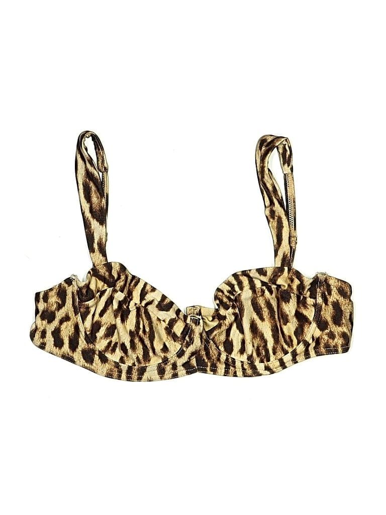 Pre-owned Monday Swimwear Swimsuit Top Brown Animal Print Pattern Swimwear