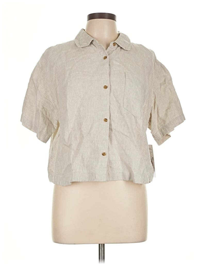 Pre-owned Athleta Short Sleeve Blouse In Brown