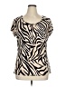 Worthington Animal Print Ivory Short Sleeve Blouse Size XL - photo 1