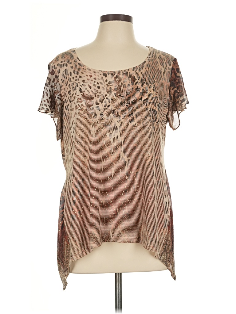 Pre-owned Chico's Short Sleeve Blouse In Brown
