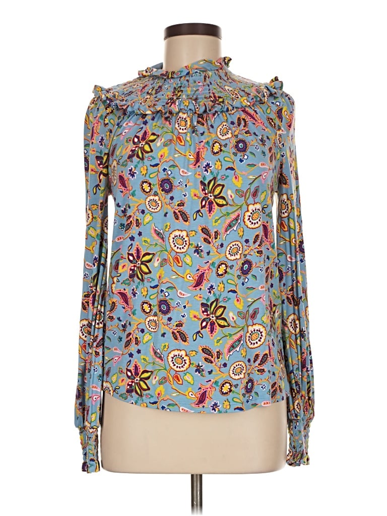 Pre-owned Boden Long Sleeve Blouse In Blue