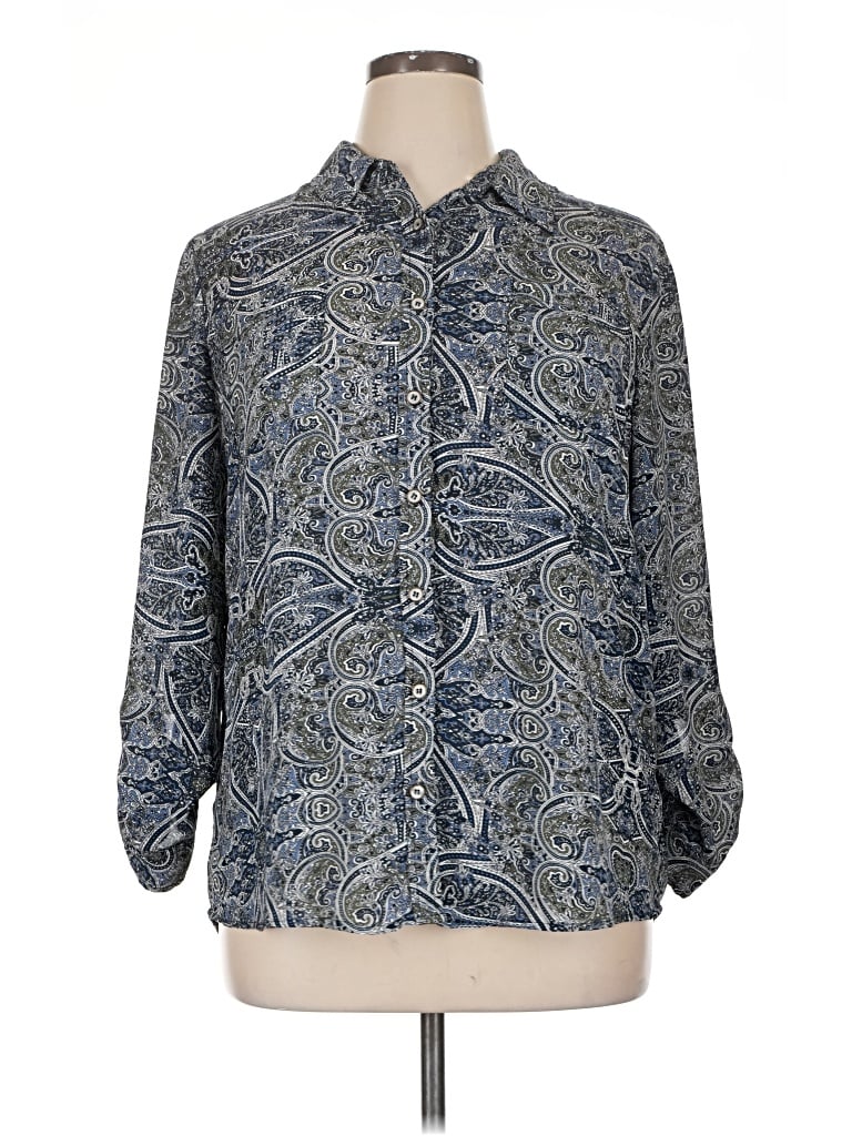 Pre-owned Westport 1962 3/4 Sleeve Blouse In Blue