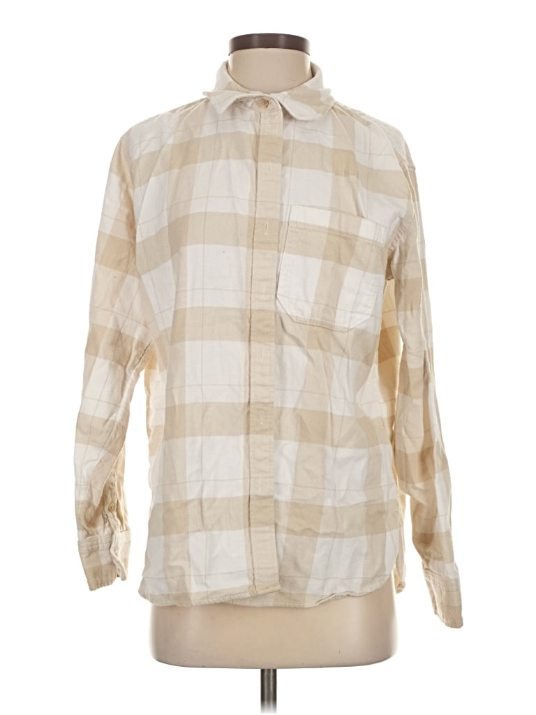 Pre-owned American Eagle Outfitters Long Sleeve Button Down Shirt In White