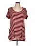 Lularoe Stripes Red Short Sleeve T-Shirt Size L - photo 1