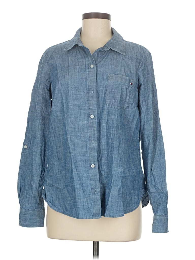 Pre-owned Tommy Hilfiger Long Sleeve Button Down Shirt In Blue