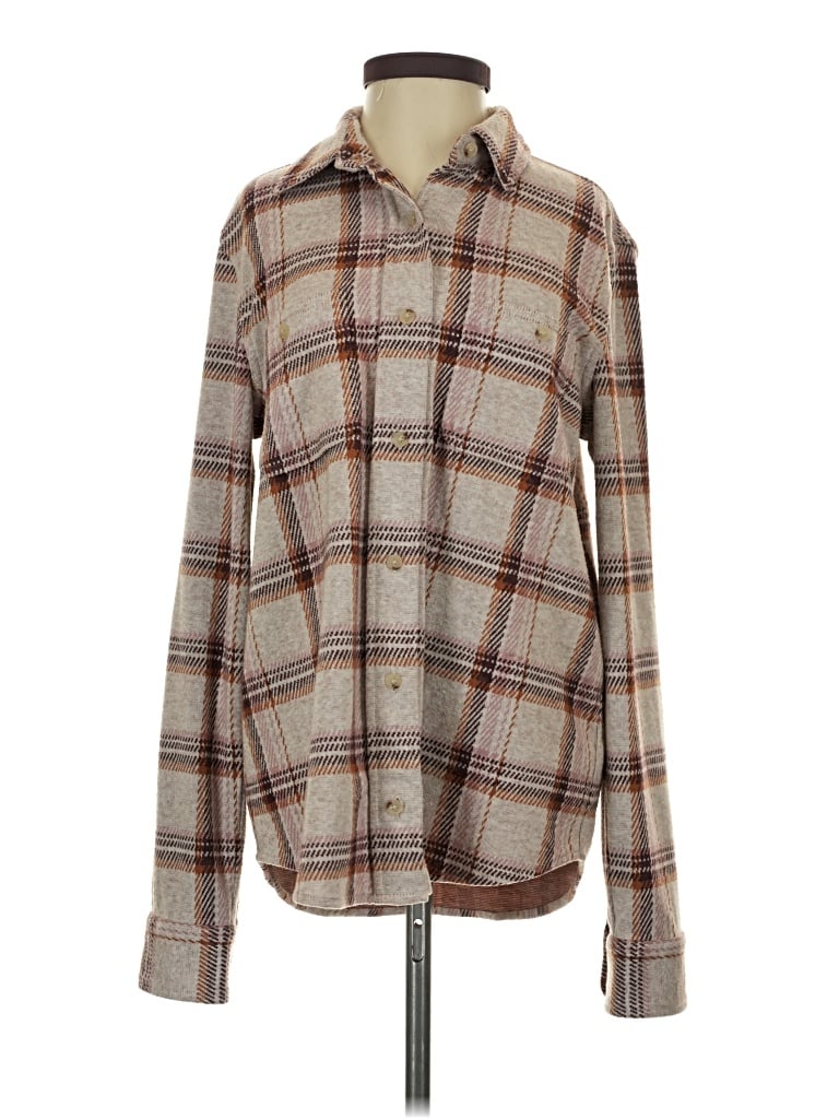 Pre-owned Faherty Long Sleeve Blouse In Brown