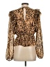 Express 100% Polyester Brown Long Sleeve Blouse Size S - photo 2