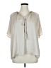 H&M 100% Polyester Silver Short Sleeve Blouse Size XL - photo 1