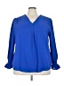 Lyaner 100% Polyester Solid Blue Long Sleeve Blouse Size 3X - photo 1