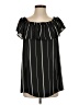 DR2 100% Polyester Stripes Black Short Sleeve Blouse Size S - photo 1