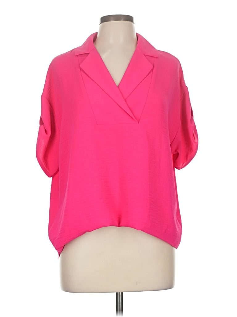 Pre-owned Versona Short Sleeve Blouse In Pink