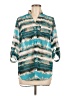 Takara 100% Polyester Tie-dye Teal 3/4 Sleeve Blouse Size M - photo 1