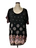 Poema 100% Rayon Black Short Sleeve Blouse Size 1X - photo 1