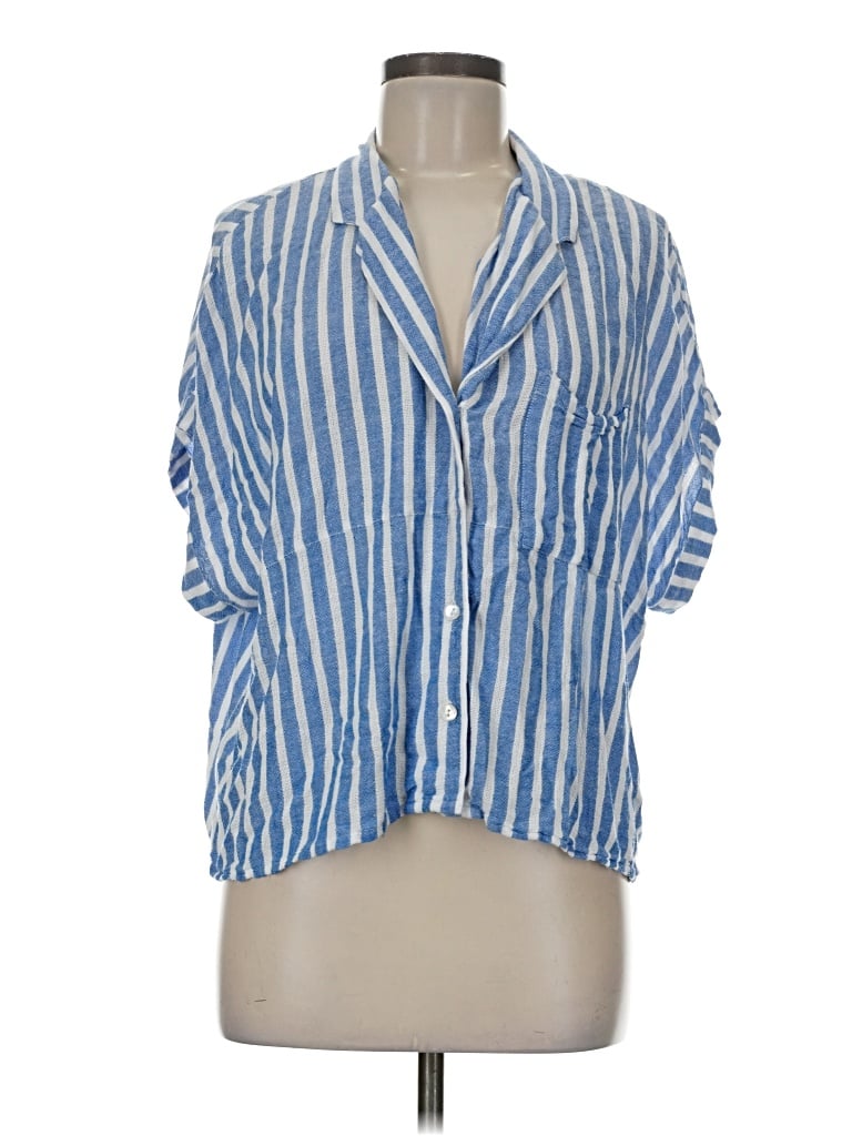 Pre-owned Assorted Brands 3/4 Sleeve Button Down Shirt In Blue