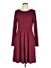 Assorted Brands Solid Burgundy Casual Dress Size L - photo 1