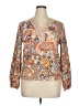 Unbranded 100% Polyester Paisley Tan Long Sleeve Blouse Size XL - photo 1