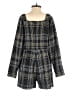 Slate & Willow 100% Rayon Plaid Black Romper Size S - photo 2