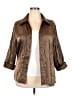 Gloria Lance Metallic Brown 3/4 Sleeve Button-Down Shirt Size 2X - photo 1