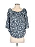verse 100% Polyester Blue 3/4 Sleeve Blouse Size XS - photo 1