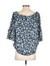 verse 100% Polyester Blue 3/4 Sleeve Blouse Size XS - photo 2