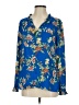 Rose + Olive 100% Polyester Floral Blue Long Sleeve Blouse Size S - photo 1