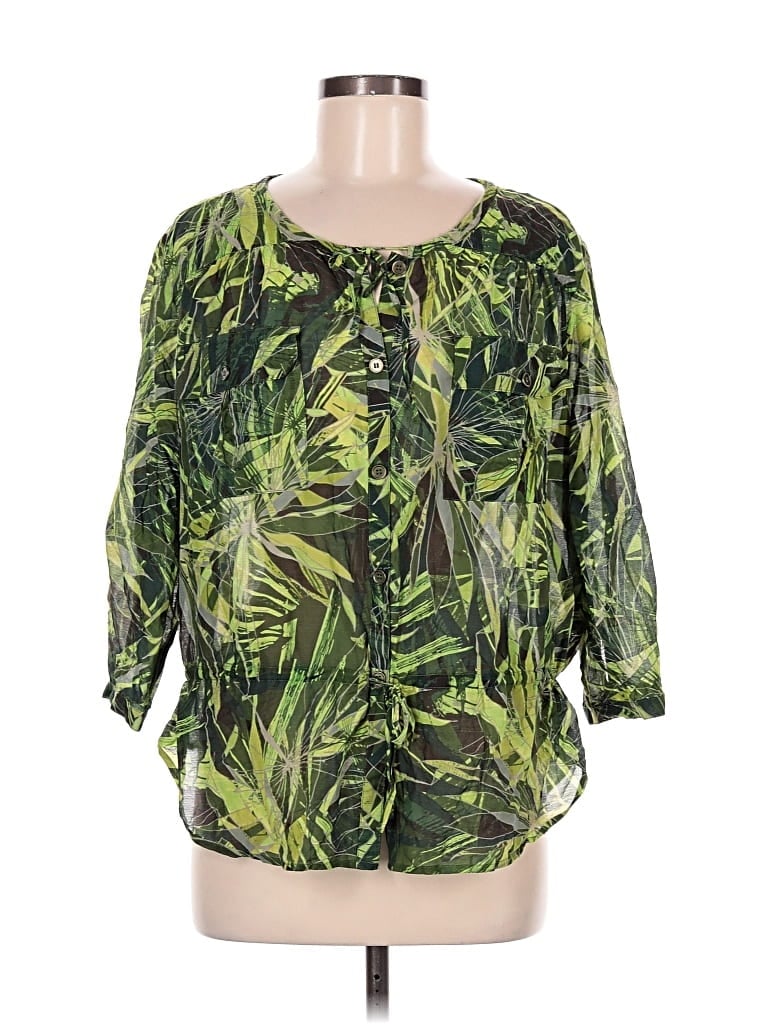 Pre-owned Victor Alfaro 3/4 Sleeve Blouse In Green
