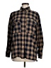 Zara 100% Baumwolle Plaid Brown Long Sleeve Button-Down Shirt Size M - photo 1