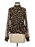 Voila 100% Polyester Animal Print Brown Long Sleeve Blouse Size S - photo 1