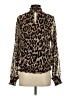 Voila 100% Polyester Animal Print Brown Long Sleeve Blouse Size S - photo 2