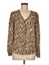 Veronica M. 100% Polyester Animal Print Tan Long Sleeve Blouse Size M - photo 1