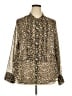Lands' End 100% Polyester Animal Print Brown Long Sleeve Blouse Size 3X - photo 1