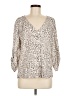 Lush 100% Rayon Animal Print Silver 3/4 Sleeve Blouse Size M - photo 1