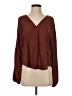 Left Coast by Dolan 100% Polyester Brown Long Sleeve Blouse Size S - photo 1
