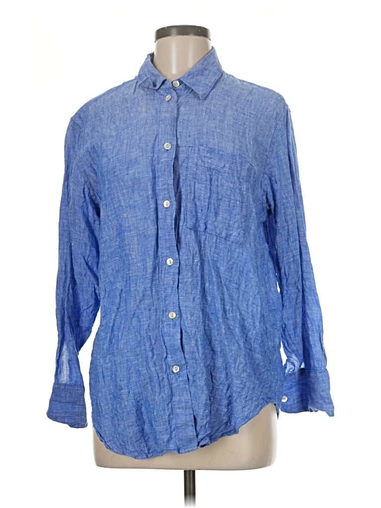 Pre-owned M&s Long Sleeve Button Down Shirt In Blue