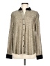 Finley Metallic Silver Long Sleeve Blouse Size L - photo 1