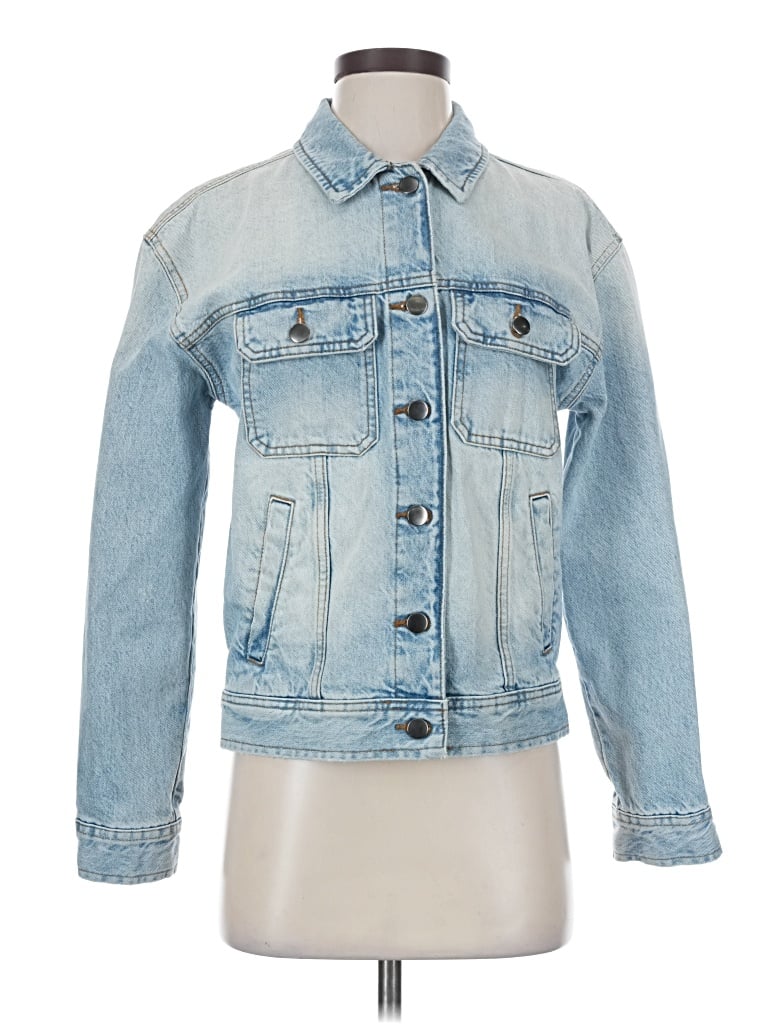 Pre-owned Something Navy Long Sleeve Top Blue Collared Neckline Tops