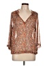 Patterson J. Kincaid 100% Polyester Brown Orange 3/4 Sleeve Blouse Size L - photo 1