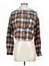No Comment Plaid Brown Long Sleeve Blouse Size S - photo 1