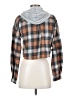 No Comment Plaid Brown Long Sleeve Blouse Size S - photo 2